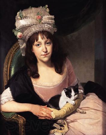 Johann Zoffany Portrait of Sophia Dumergue holding a cat Germany oil painting art